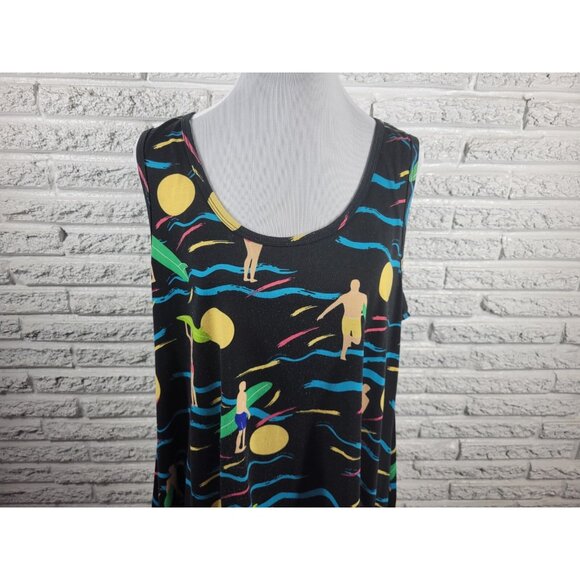 Lularoe Womens Top Extra Large Tank Tunic Black Poly Blend Surfer Surfing D3XE - Picture 3 of 9